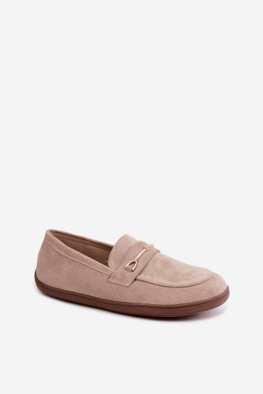 Mocassins met gouden details in zandkleur Paresa