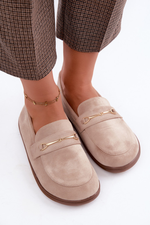 Mocassins met gouden details in zandkleur Paresa