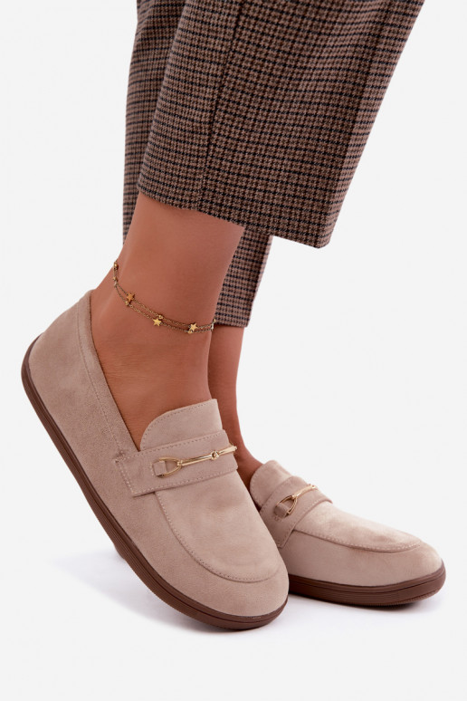 Mocassins met gouden details in zandkleur Paresa