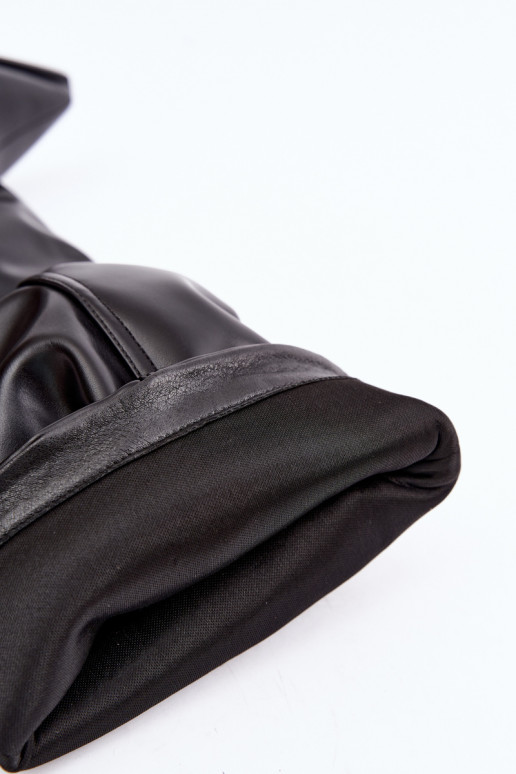 Instap kniehoog laarzen met hakken en rimpels in faux leather in zwart Jensy