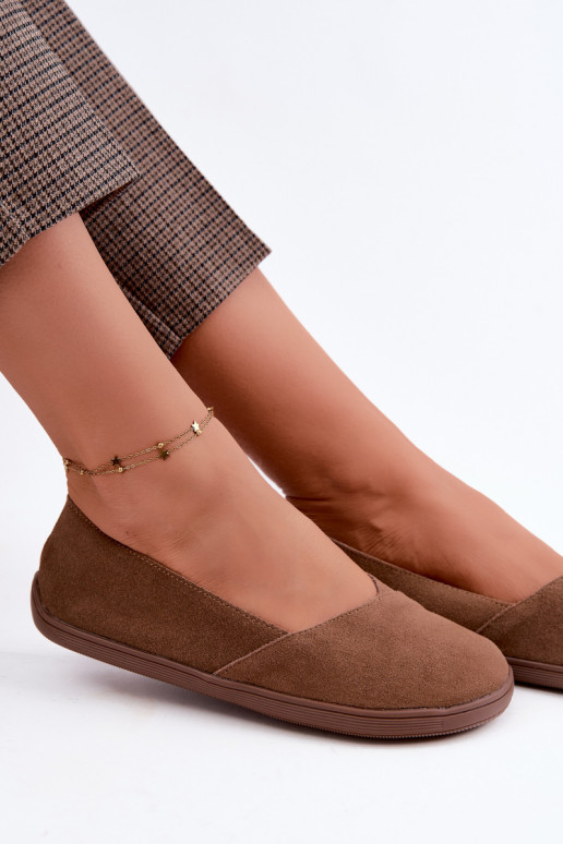 Barefoot ballerina's van faux suede in bruin Mirelia
