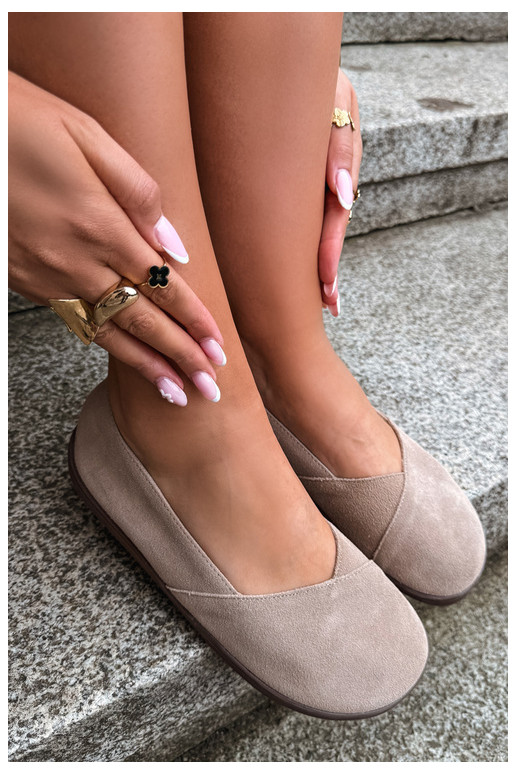 Warme dames ballerina's van faux suede Mirelia