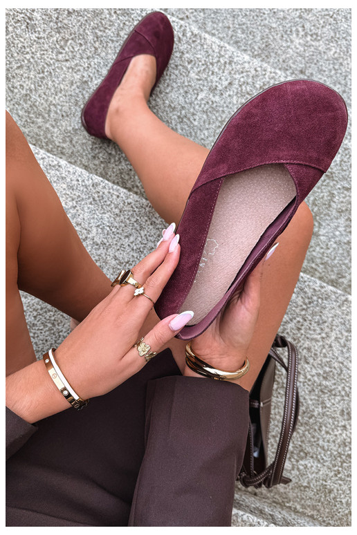 Bordeaux dames ballerina's van faux suede Mirelia