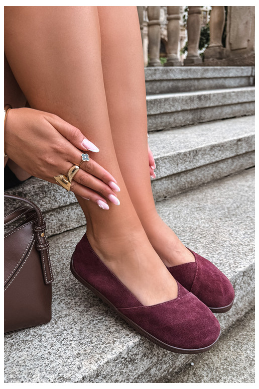 Bordeaux dames ballerina's van faux suede Mirelia