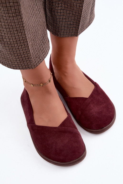 Bordeaux dames ballerina's van faux suede Mirelia
