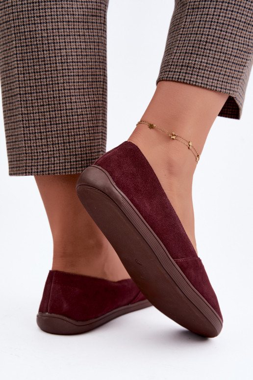 Bordeaux dames ballerina's van faux suede Mirelia