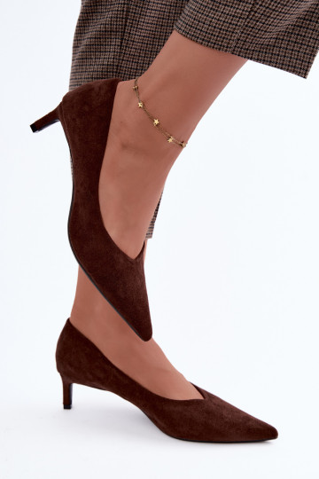 Puntige schoenen in chocoladekleur Tadela