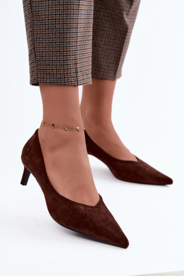 Puntige schoenen in chocoladekleur Tadela 2