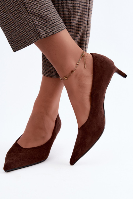 Puntige schoenen in chocoladekleur Tadela