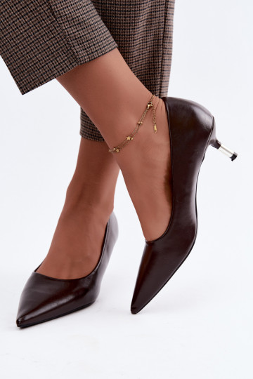 Schoenen met lage hakken in chocoladekleur Pelina 2