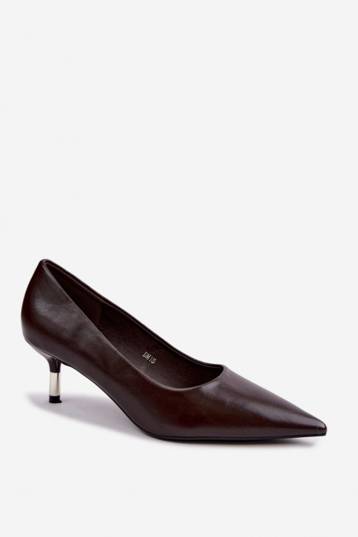 Schoenen met lage hakken in chocoladekleur Pelina