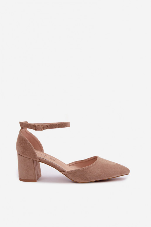 Schoenen met hakken en bandjes in zandkleur Olenae