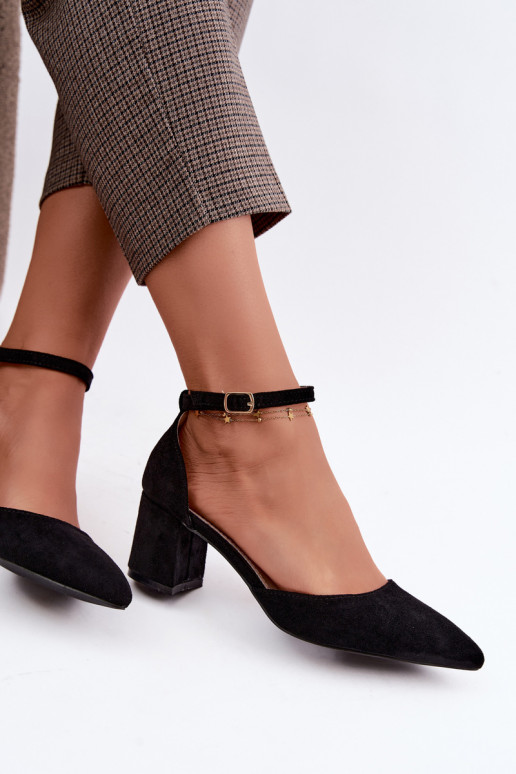 Zwarte schoenen met hakken en riemen Olenae