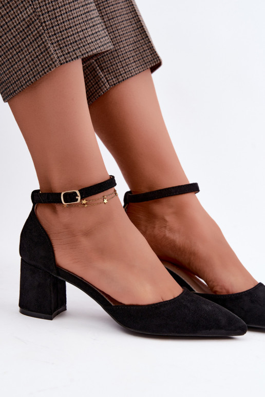 Zwarte schoenen met hakken en riemen Olenae