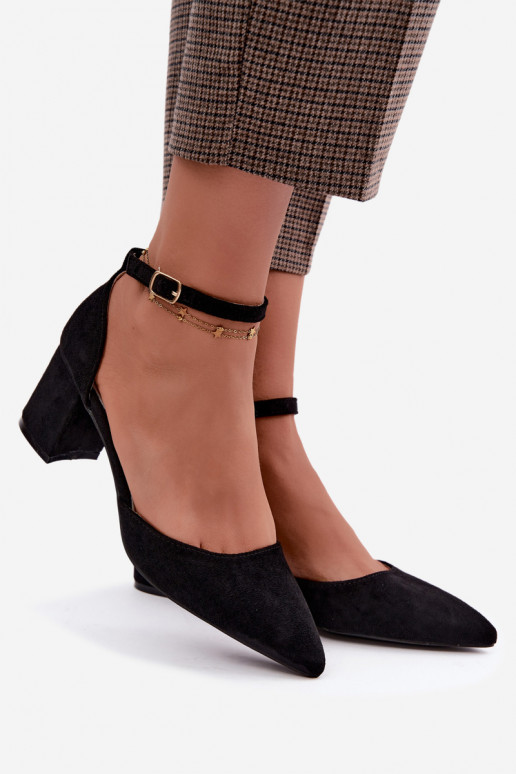 Zwarte schoenen met hakken en riemen Olenae