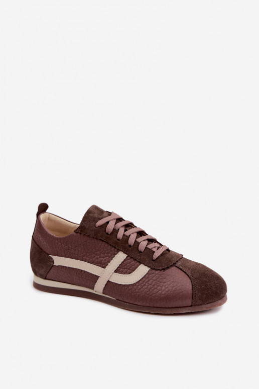 Sneakers van faux suede in chocoladekleur Zazoo N1402S2