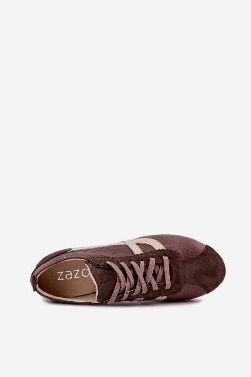 Sneakers van faux suede in chocoladekleur Zazoo N1402S2