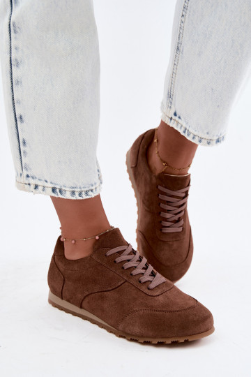 Sneakers model schoenen BarefootOpturalnego van suèdeu Zazoo N1422 bruine kleur