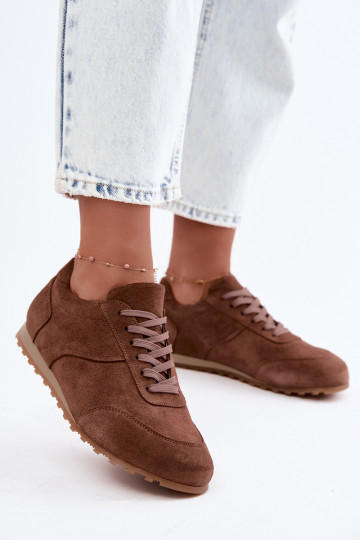 Sneakers model schoenen BarefootOpturalnego van suèdeu Zazoo N1422 bruine kleur 2