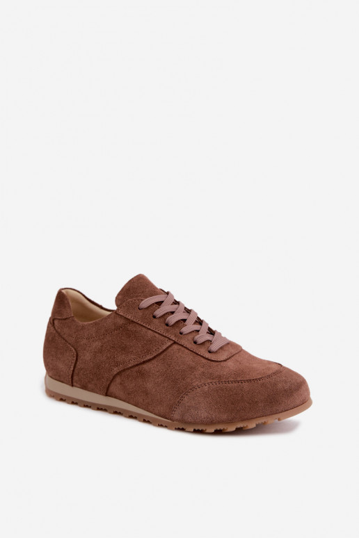 Barefoot sneakers van faux suede in bruin Zazoo N1422