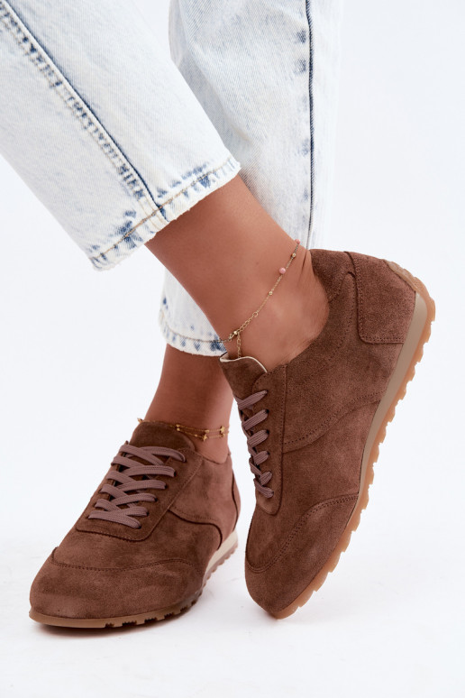 Barefoot sneakers van faux suede in bruin Zazoo N1422
