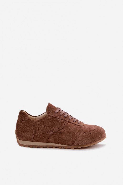 Barefoot sneakers van faux suede in bruin Zazoo N1422