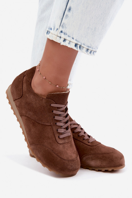 Barefoot sneakers van faux suede in bruin Zazoo N1422
