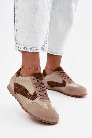 Leer van suède Sneakers model schoenen Barefoot Dames Zazoo N1400 beige 2