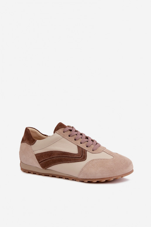 Barefoot sneakers van faux suede in zandkleur Zazoo N1400