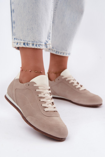 Barefoot sneakers met borduursels in zandkleur Zazoo N1414 2