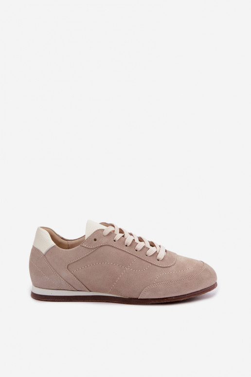 Barefoot sneakers met borduursels in zandkleur Zazoo N1414
