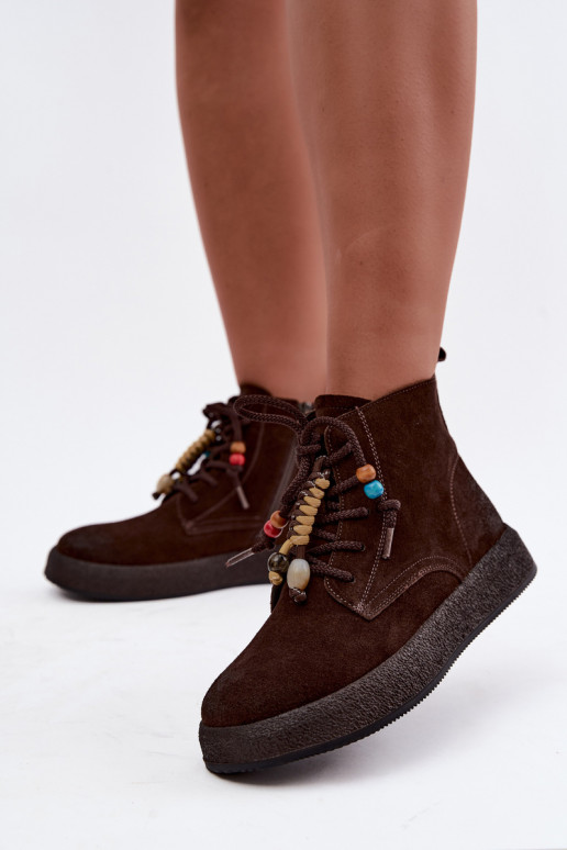 Geïsoleerde laarzen van faux suede Artiker in chocolade