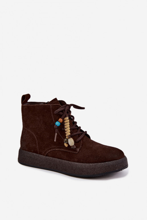 Geïsoleerde laarzen van faux suede Artiker in chocolade