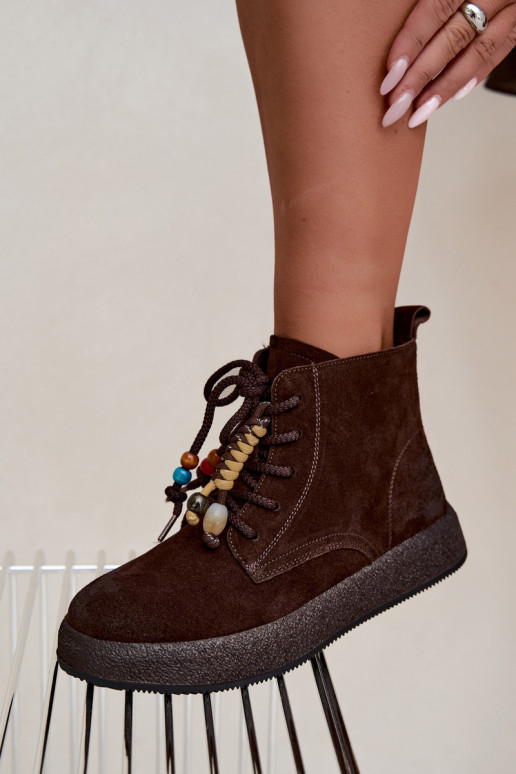 Geïsoleerde laarzen van faux suede Artiker in chocolade