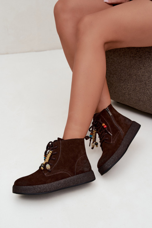 Geïsoleerde laarzen van faux suede Artiker in chocolade