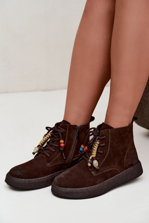 Geïsoleerde laarzen van faux suede Artiker in chocolade