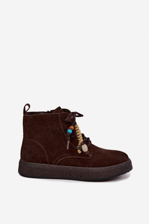 Geïsoleerde laarzen van faux suede Artiker in chocolade