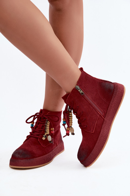 Leer Suede schoenen Dames opInarmen Artiker 59C1131 bordeaux