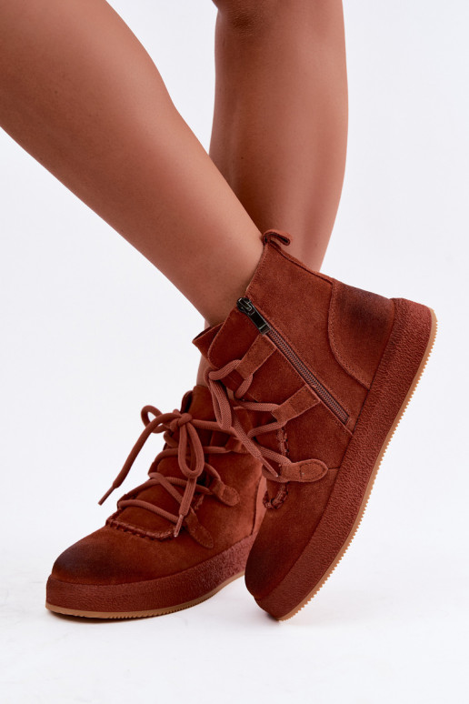 Geïsoleerde enkellaarsjes van faux suede Artiker in roodharige kleur
