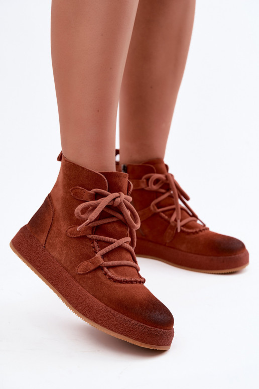 Geïsoleerde enkellaarsjes van faux suede Artiker in roodharige kleur