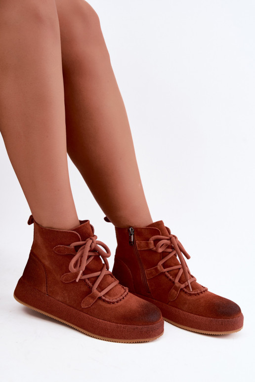 Geïsoleerde enkellaarsjes van faux suede Artiker in roodharige kleur