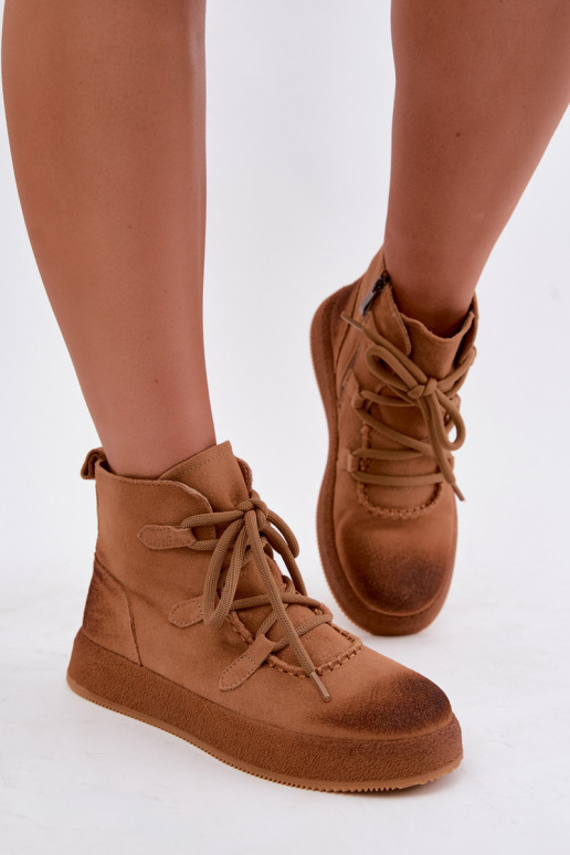 Geïsoleerde enkellaarsjes van faux suede Artiker in bruin