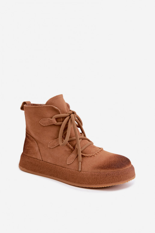 Geïsoleerde enkellaarsjes van faux suede Artiker in bruin