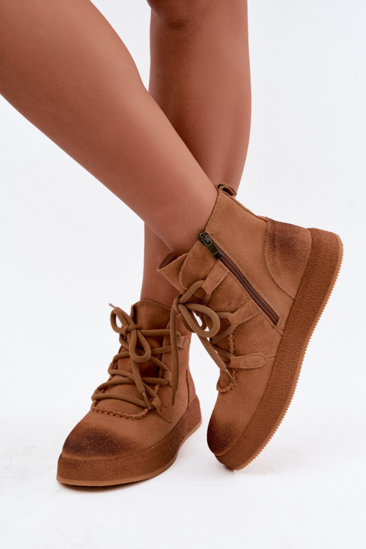 Geïsoleerde enkellaarsjes van faux suede Artiker in bruin