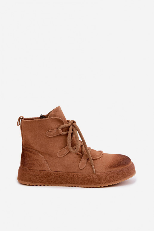 Geïsoleerde enkellaarsjes van faux suede Artiker in bruin