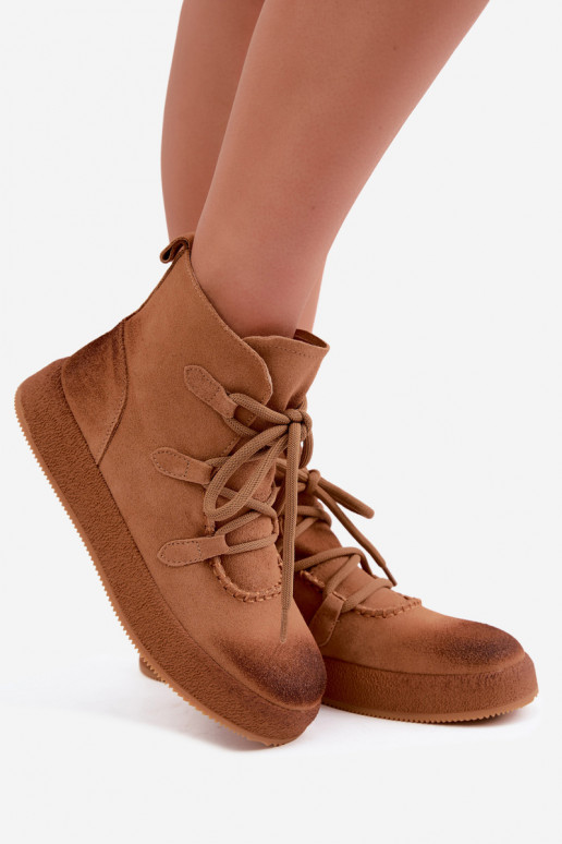 Geïsoleerde enkellaarsjes van faux suede Artiker in bruin