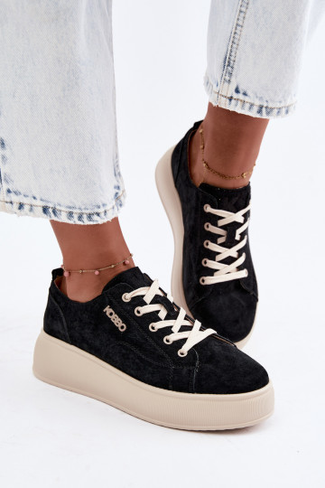 Leer van suède Sneakers model schoenen met platform Kobbo 41535 zInart