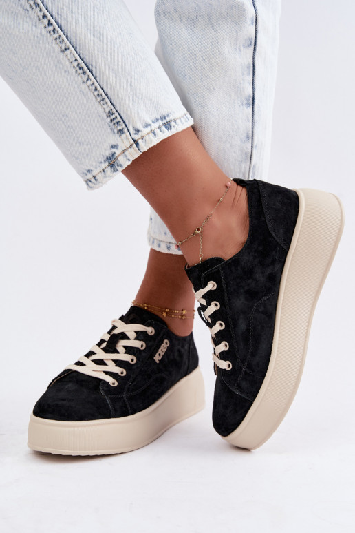Faux suede sneakers met platform Kobbo in zwart