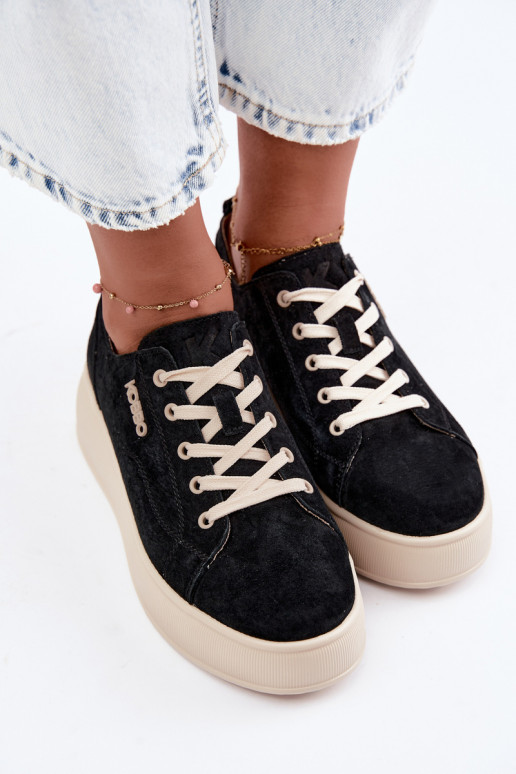 Faux suede sneakers met platform Kobbo in zwart