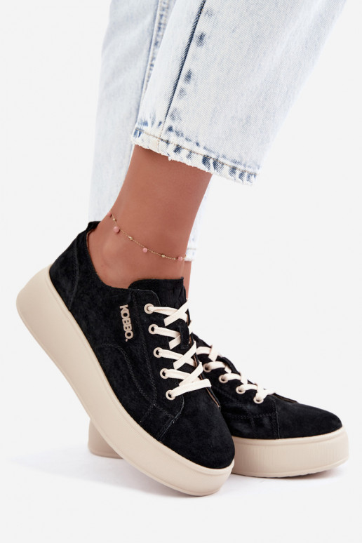 Faux suede sneakers met platform Kobbo in zwart